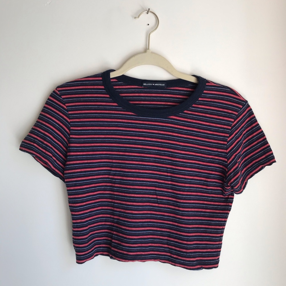 🌞Brandy Melville Striped crop Tee